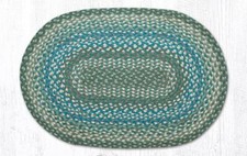 Braided Jute Oval Area Rug. Earth Rugs. Sage, Ivory, Settlers Blue. 11 Sizes