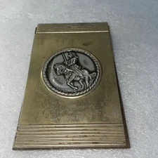 Vintage Brass PARK SHERMAN Desktop Info KEEPER w/Copper Afghan Hounds Scene