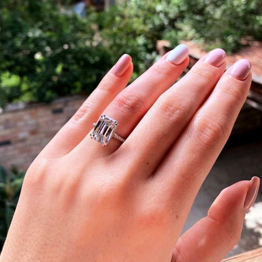 Wedding Women 5Ct Emerald Cut Diamond Engagement Ring White Gold