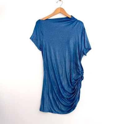 Express Sheath Dress Women's Size XL Blue Sparkle Short Ruched Stretch Party New