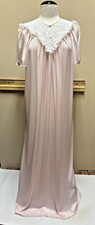 Vintage KATZ Nylon Long Pink Lace Flower Flutter Sleeve Nightgown 2910R SZ L