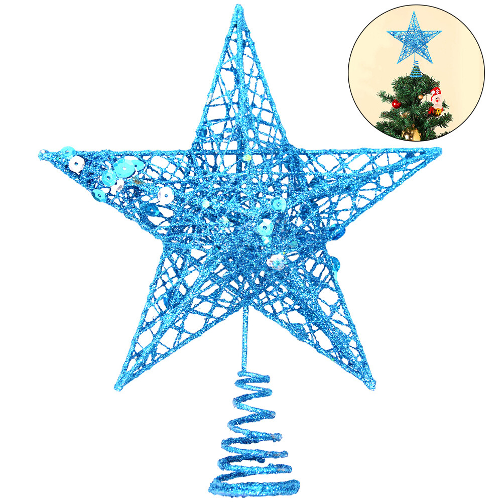 Time to Sparkle Glitter Blue Christmas Tree Topper Decorations Baubles Stars