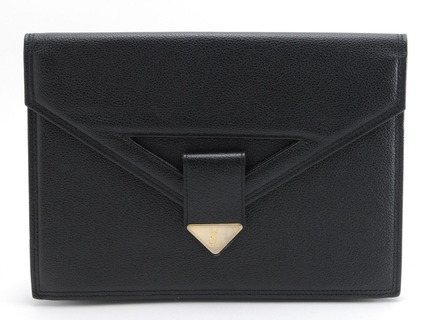 Borsa pochette Yves Saint Laurent in pelle YSL nera originale #A80