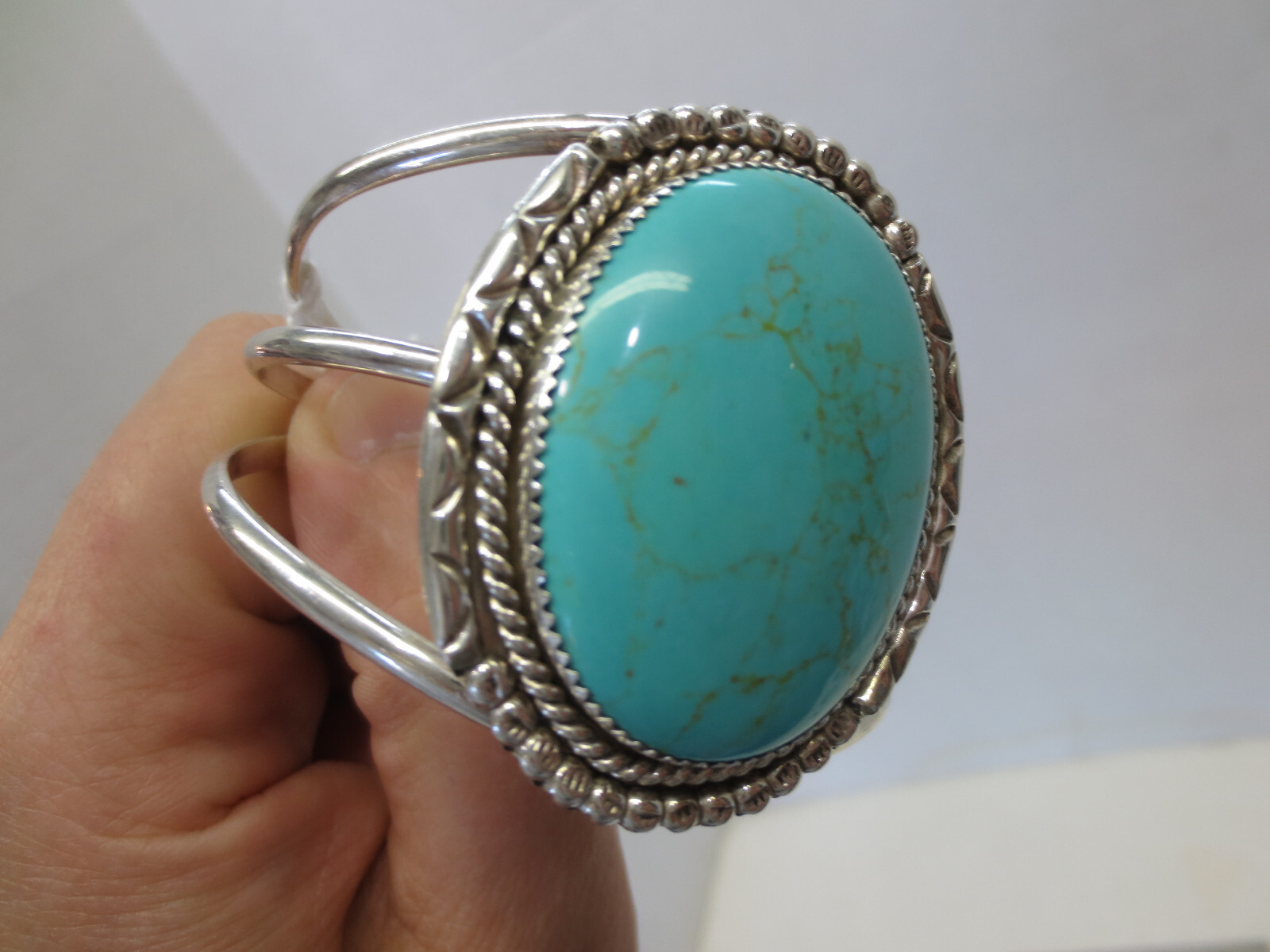 Native American Large Oval Turquoise Cuff Bracelet eBay