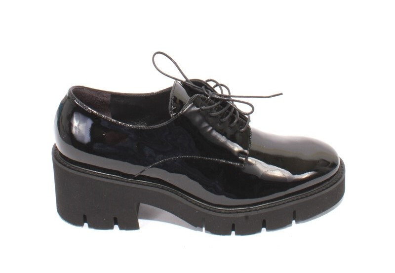 Luca Grossi 038 Black Patent Leather Lace-Up Platform Shoe 39.5