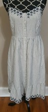 Madewell Womens Dress Size 2 Stripe Embroidered Jardin Midi Chambray Retail $158
