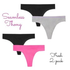 Fresh by Fruit of the Loom Juniors Sneak Chic Seamless Thong 2-Pack