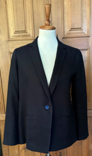 Talbots Black Linen Long Sleeve Blazer Single Button Pockets Lined 8P
