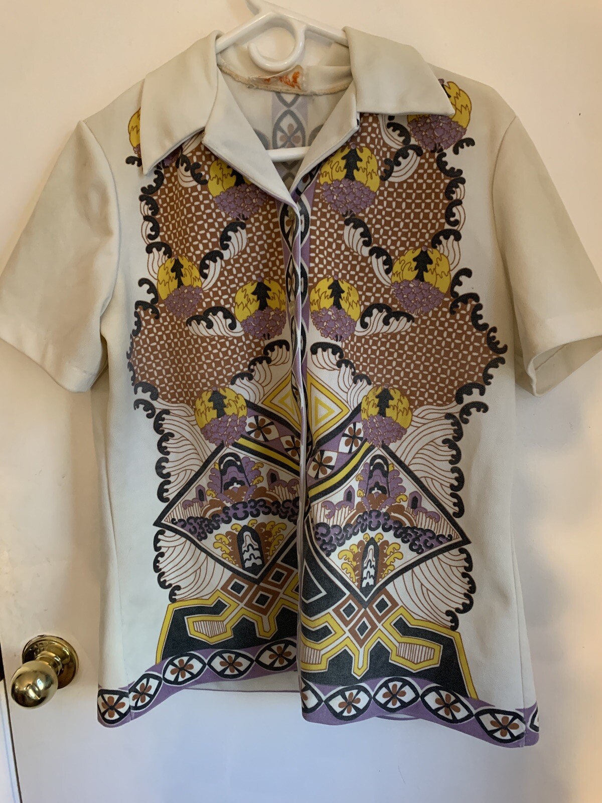 vintage smartique button down pattern shirt - image 1