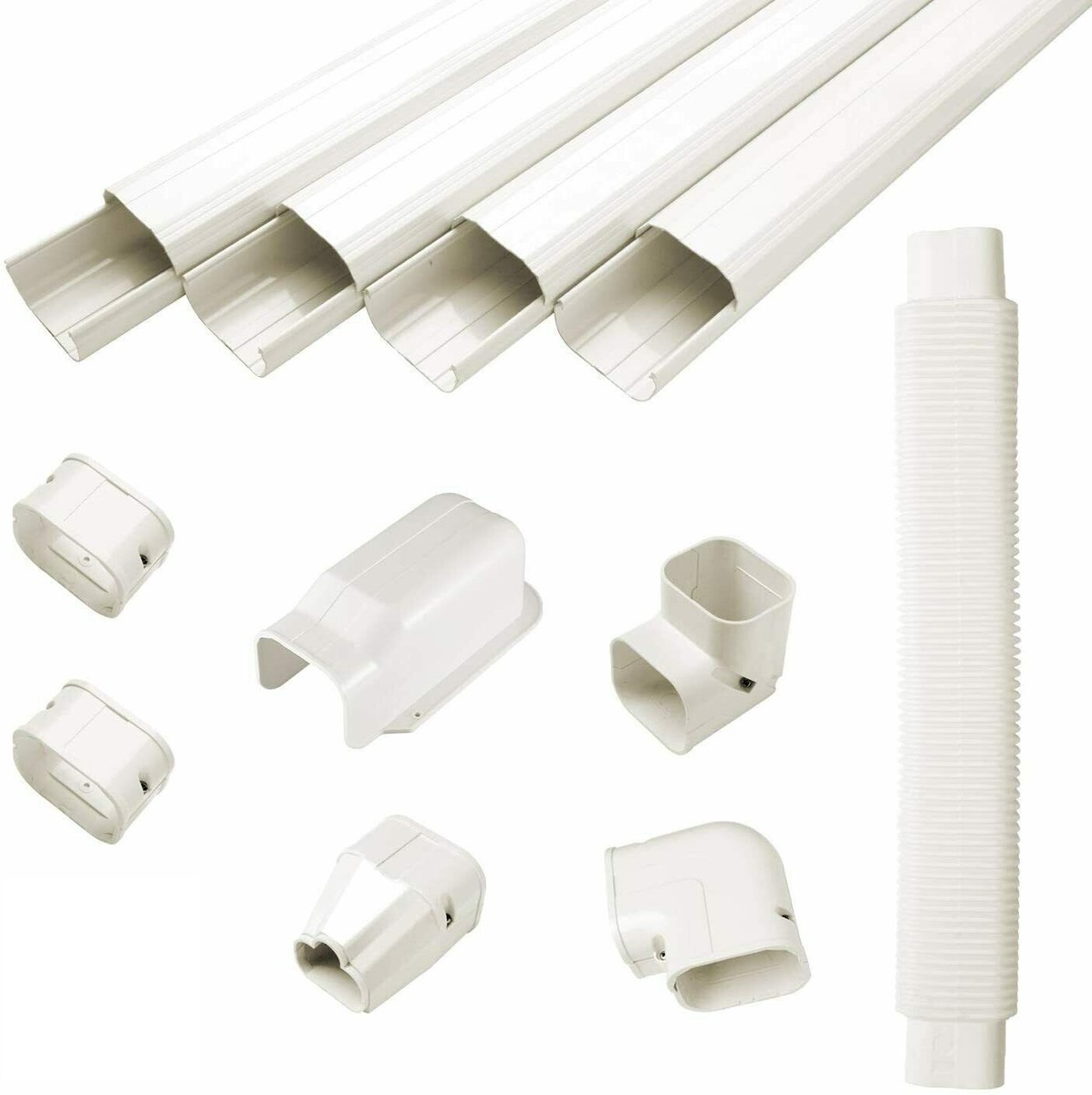 4X 1 Meter PVC DUCT PVC CAPPING SPLIT AIRCON Copper Pipe Cover 80mm +  Fittingss | eBay