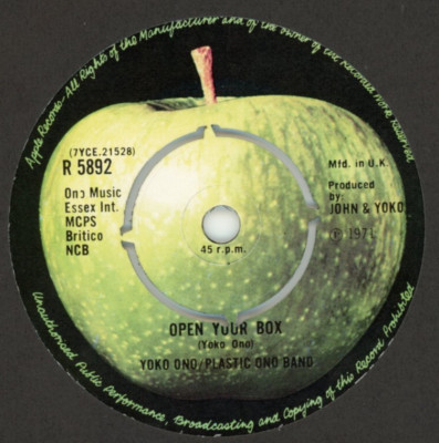John Lennon Yoko Ono OPEN YOUR BOX / POWER TO THE PEOPLE - UK APPLE R5892 7'' 45