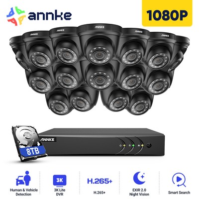 ANNKE 16CH 3K Lite 5in1 DVR 1080P Outdoor Security Camera System AI Detection