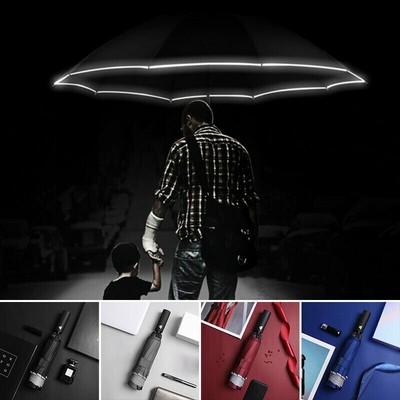 10 Ribs Automatic Umbrella Reverse Folding Umbrella With Reflective Strips DE