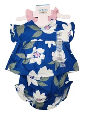 NWT Carter's Girls 3 Piece Outfit Blue/Pink Floral 6M