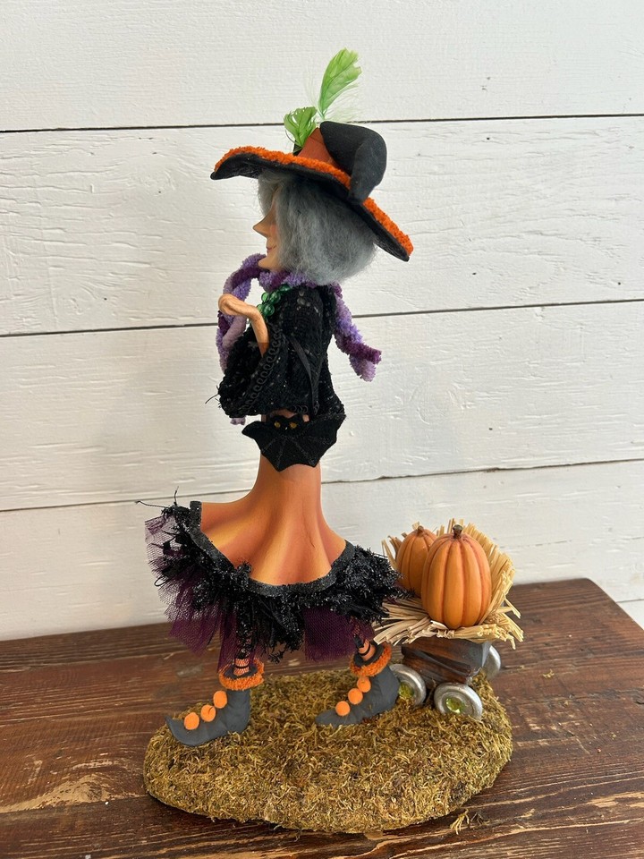 Grandin Road Witchy Figurine TILLY Halloween Spooky Decor With Pumpkins