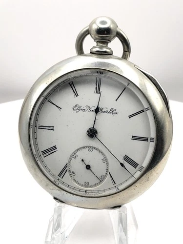 Antique 1888 ELGIN 18s 7j Pocket Watch With Dueber Silverine Case Working