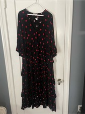 NWT GANNI Barra Crepe Polka Dot Ruffle Maxi Dress Size 38 / US Sz 6