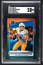 SGC 10 2020 Panini Donruss Rated Rookie Justin Herbert Optic Preview R & G Prizm