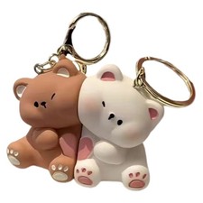 2 Pcs Bear Couples Keychain Cartoon Pendant Bear Keychain Bag Gift