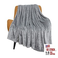 Fleece Blanket Twin Size -320GSM Lightweight Fuzzy Twin- 60" x 80" Light Grey