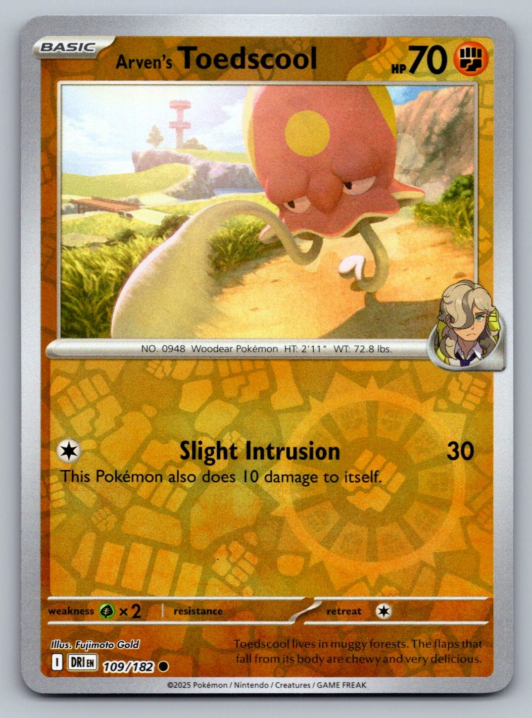 Pokemon TCG SV10: Destined Rivals Arven's Toedscool 109/182 Reverse Holo