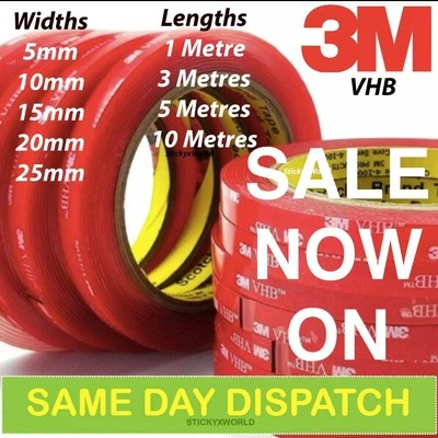 DOUBLE SIDED TAPE 3M Extra Strong, Heavy Duty Adhesive Sticky Tape Black Clear - Image 1 of 4