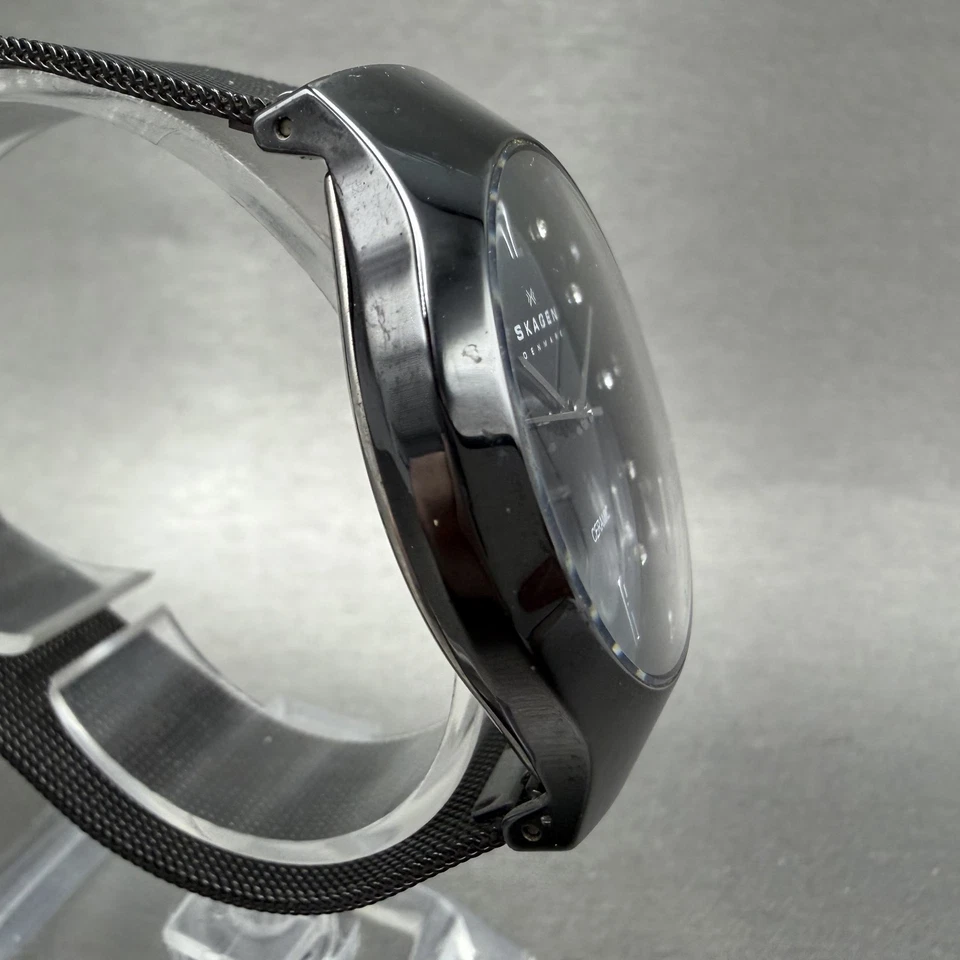 Skagen Watch Men 37mm Black Dial Black Ceramic Round 817SCBB New Battery - Image 4 of 4