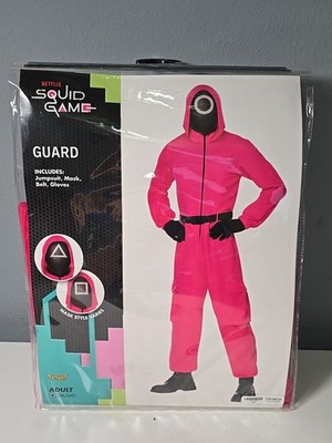 Adult Pink Guard Jumpsuit Halloween Costume Squid Game Size SM/MD