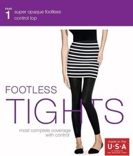No Nonsense NWT Women's Super Opaque Control Top Footless Tight Black XL NEW 