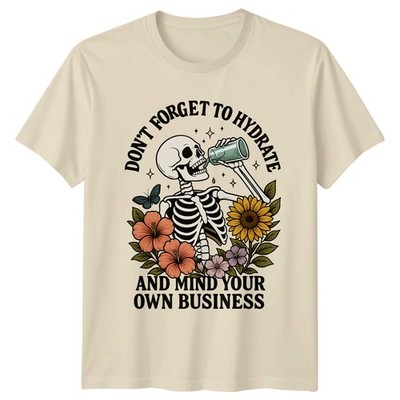 Skeleton Dont Forget To Hydrate Herren T-Shirt Damen Tee Grafik Unisex Oberteil
