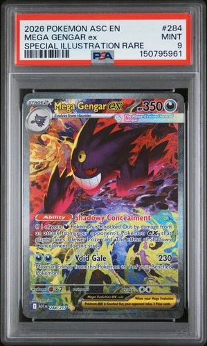 2026 POKEMON ASCENDED HEROES SPECIAL ILLUSTRATION RARE #284 MEGA GENGAR EX PSA 9
