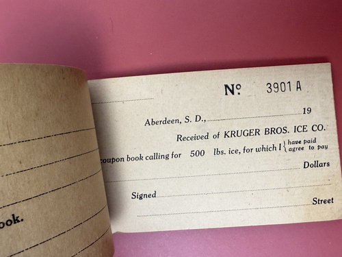 4 Kruger Bros Ice Co. Książki kuponowe na 500lbs lód 1930s Era depresji S Dakota - Zdjęcie 10 z 12