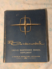 Lincoln Continental 1962-63 Maintenance Manual Supplement Paperback Used