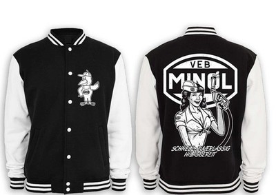 VEB MINOL Pin Up College jacke Ostalgie Retro Simson DDR,Minol Pirol,Moped,