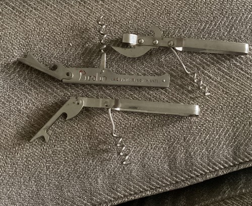 Vtg Lot Of 3 Corkscrew Wine Bottle Openers - 1 (Coricama) Made in Italy