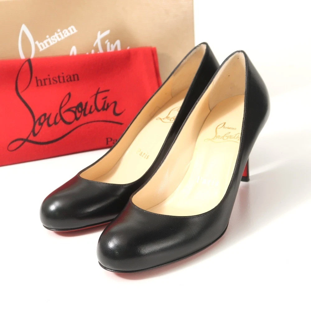 Christian Louboutin — Christian Louboutin Simple Pump 70 Kid Heel Pumps Sandal EU:35.5 Leather Black