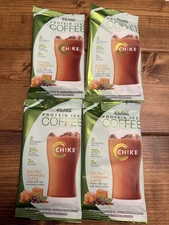Lot of 4 Chike Protein Iced Coffee Powder - Salted Caramel Single Serve Packets