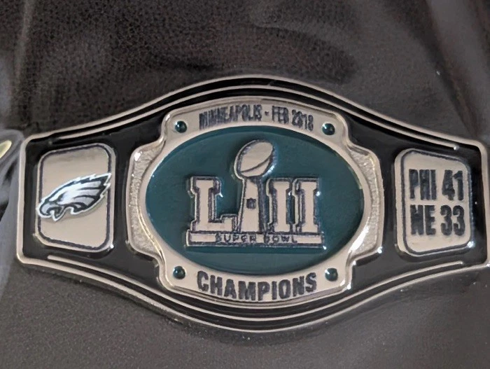 Philadelphia Eagles SUPER BOWL 52 59 WRESTLING BELT Team Exclusive Pin SET of 2 - Image 3 of 4