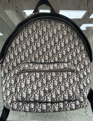 Christian Dior Rider Backpack   Oblique Canvas Medium   Blau
