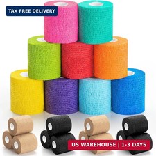 Upgraded 9-Pack Self Adhesive Bandage Wrap - 2 Inches  5 Yards Elastic Cohesive