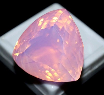 103.00 Carat Certified Pink Opal Trillion Cut Stunning Loose Gemstone Rare Find