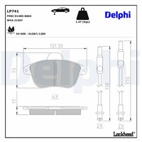 Bremsbelagsatz Scheibenbremse Delphi LP741 FüR Peugeot 605 6B 16V Turbo 12V