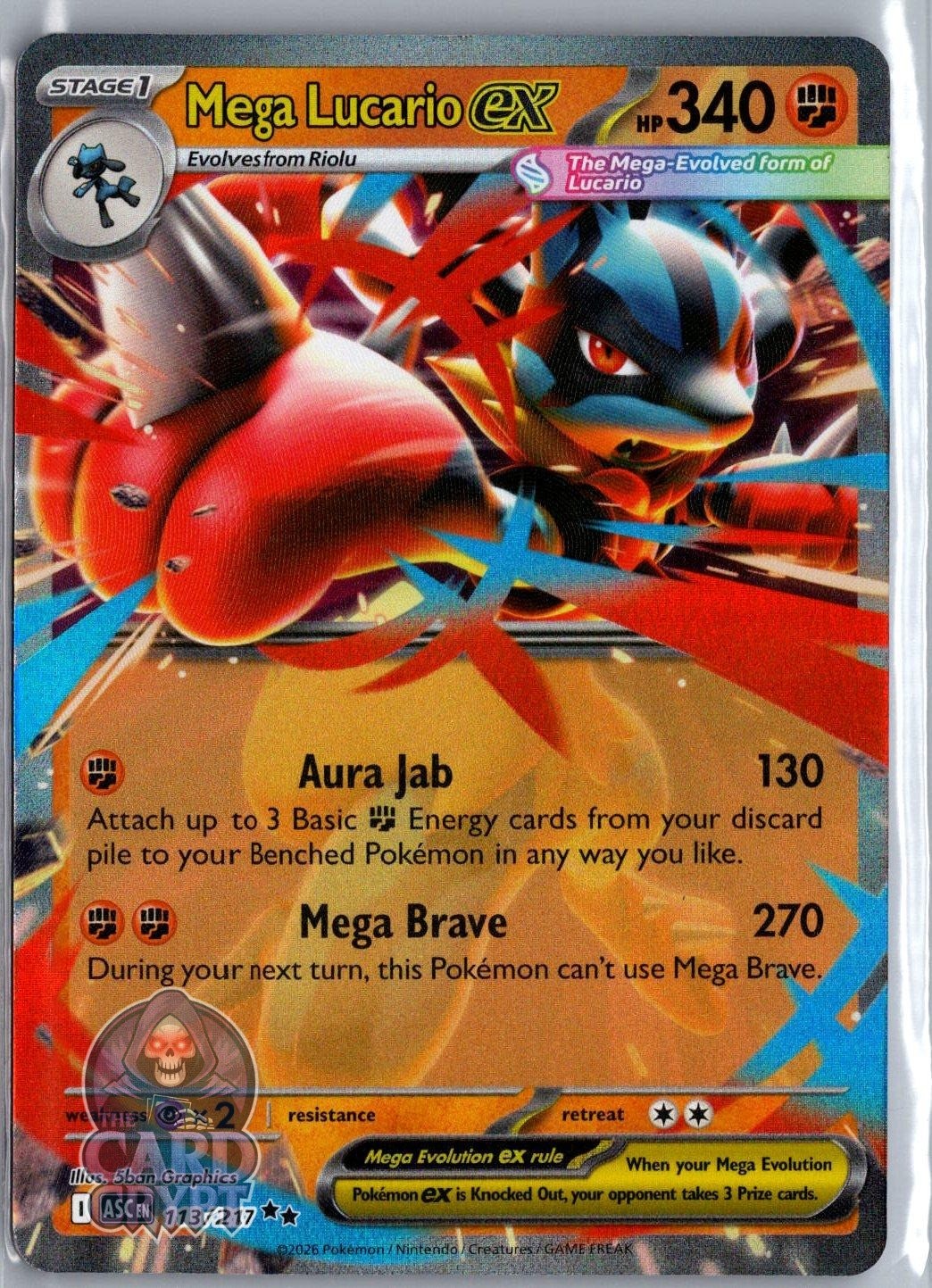 Mega Lucario ex 113/217 Double Rare Ascended Heroes Pokemon Holo NM/M 113/217