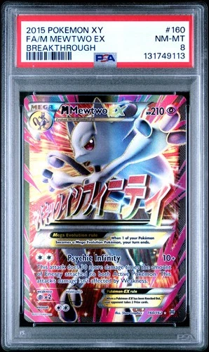 2015 POKEMON XY BREAKTHROUGH #160 FULL ART/M MEWTWO EX PSA 8
