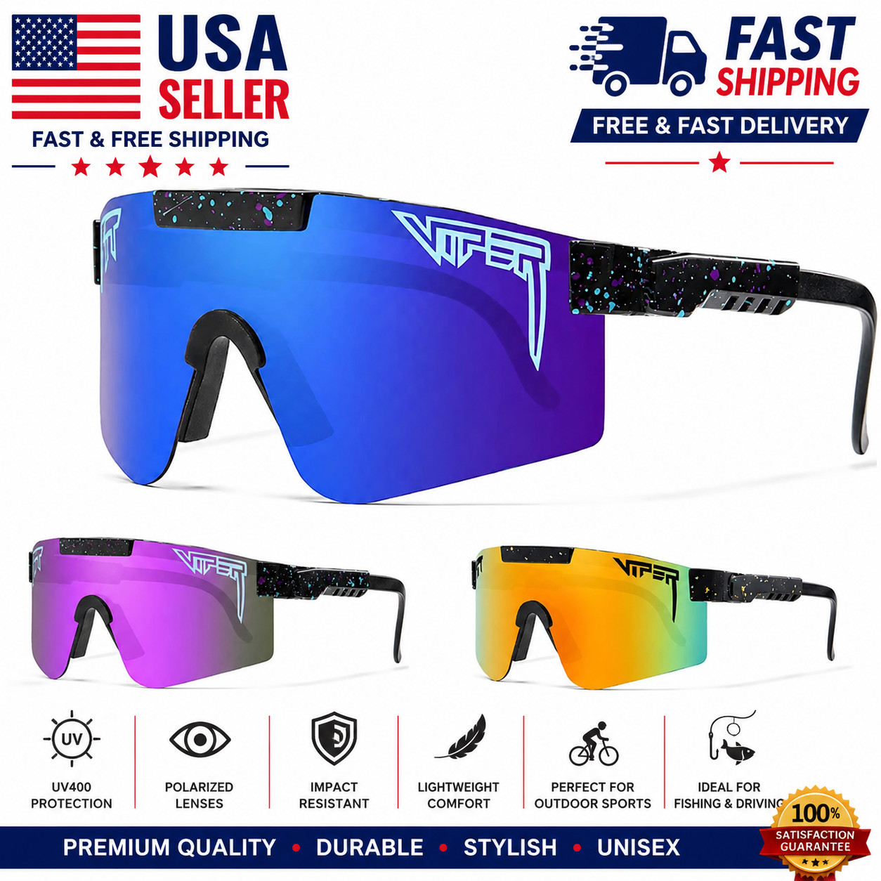 Polarized Sports Sunglasses UV400 Cycling Fishing Driving Outdoor Shield Goggles
