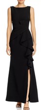 Eliza J Sleeveless Cascading Ruffle Gown Black Size 12