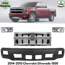 Front Bumper Paintable & Grille Kit For 2014-2015 Chevrolet Silverado 1500