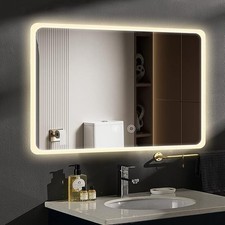 LED Bathroom Mirror w/ Anti-Fog, Dimmable Light, 3 Color Modes, Touch Control