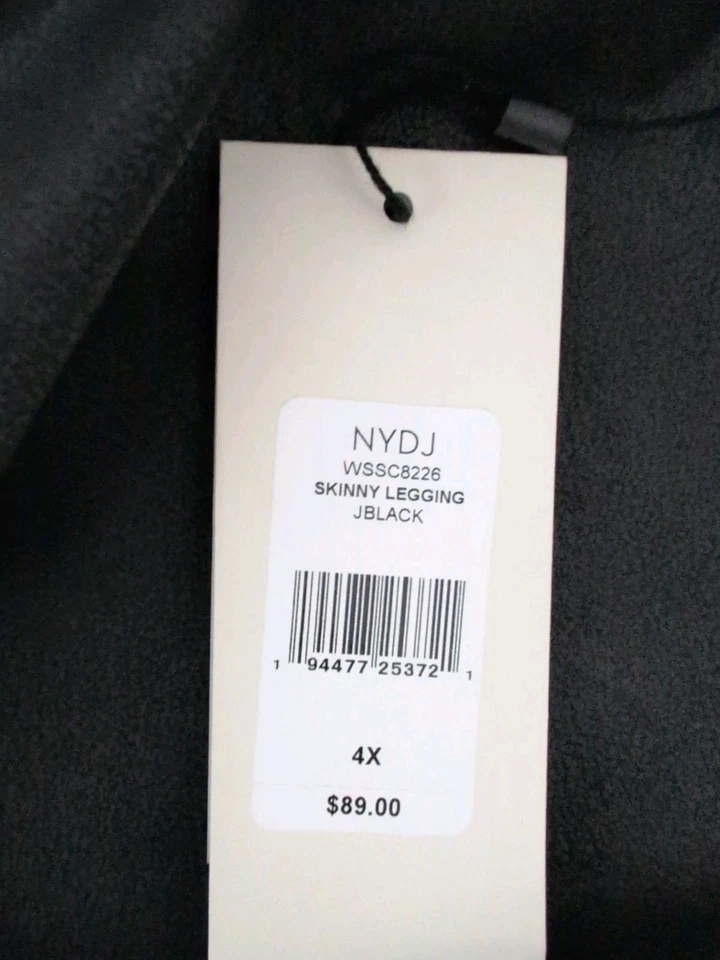 NYDJ Pull On Skinny Legging Pants Sculpt-Her Jet Black Faux Finish Size 4X NWT - Image 4 of 4