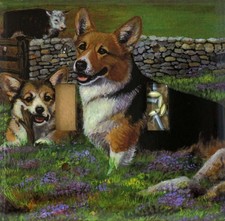 Pembroke Corgi Art Printed on a Double Toggle light switch plate, made in USA